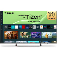 Tees 55 inch 4K QLED Smart TV, MEMC HDR10 Tizen OS UHD Central Stand Design Television with Apple TV+ BBC Netflix Freeview Display Plus Gaming Hub,