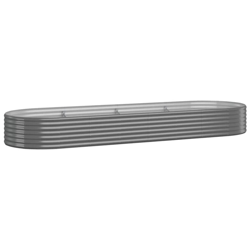 Vidaxl - Powder-Coated Steel Garden Raised Bed, Rust-Resistant And Weather-Proof Outdoor Planter Pot, Spacious Flower Bed For Plants, Vegetables, Grey