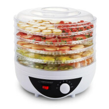 Multifunction dryer for fruits, vegetables, mushrooms, herbs and meat - 5 trays, temperature control, quiet operation, compact design, ideal for