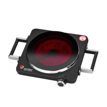 TZS First Austria - Infrared Hot Plate with handles Single Glass Ceramic Stove Plate ALL Pot Types 1500W - Portable Hob Electric Cooktop for Camping &