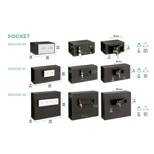 Arregui Black Camouflaged Safe with Wall Socket Concealment 2