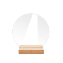 Pack of 10 Clear Acrylic Place Cards with Wooden Base for Wedding Table, Reusable and