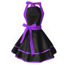 (Purple) Vintage Cooking Apron Pinafore Lovely Sweetheart Retro Kitchen Apron Ruffle Apron Dress for Women Girls Mothers Gifts  Yellow
