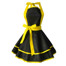 (Yellow) Vintage Cooking Apron Pinafore Lovely Sweetheart Retro Kitchen Apron Ruffle Apron Dress for Women Girls Mothers Gifts  Yellow