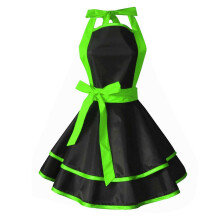 (Green) Vintage Cooking Apron Pinafore Lovely Sweetheart Retro Kitchen Apron Ruffle Apron Dress for Women Girls Mothers Gifts  Yellow