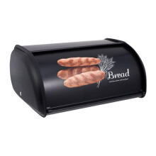 Vintage Metal Bread Storage Box with Lid, Large Capacity Black Bin for Kitchen and Homemade Bread