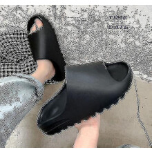 (42-43, Black) Slides Slippers Platform Beach Sandals A