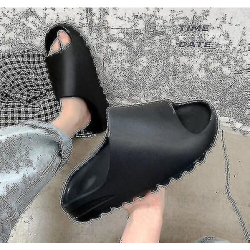 (42-43, Black) Slides Slippers Platform Beach Sandals A