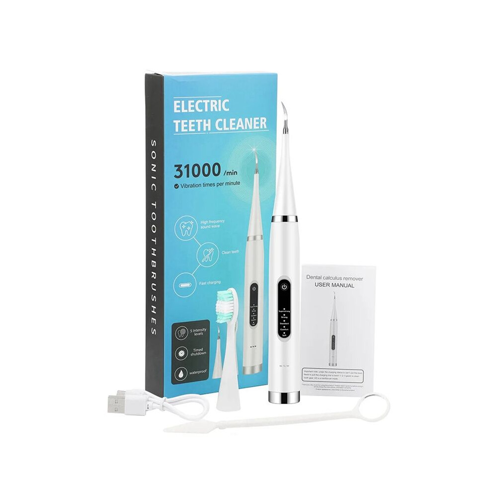 Electric Teeth Cleaner Tooth Whitening & Cleaning Device Waterproof Tartar Remove Fresh Breath Oral Care,White(1 X )