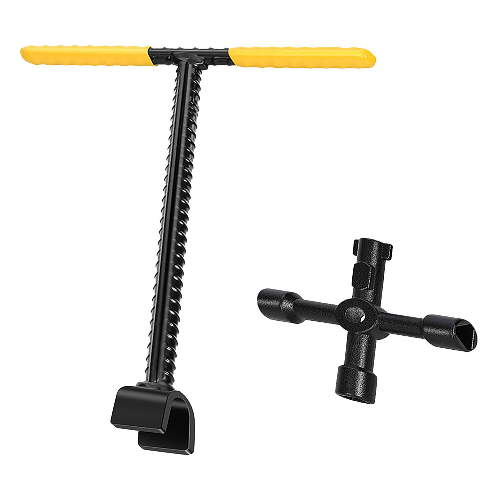 Way Multi Functional Water Meter Key With T Handle Universal Cross Key Heavy Duty Iron Construction For Underground Valve Access And Curb Main Shut 9138057877649