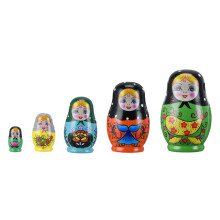 Matrioska russe fatte a mano in legno, set di matrioske impilabili in legno intagliato a mano, bambole decorative tradizionali fatte a mano per