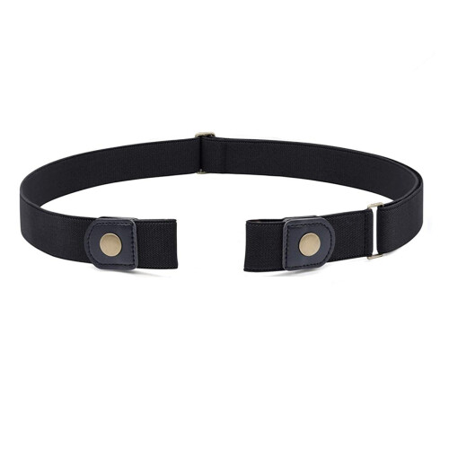 Elastischer Gürtel ohne Schnalle PU-Leder Schwarz 3 cm