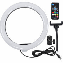 Wireless Remote Controlled RGB LED Ring Light for Smartphone with USB Powered Adjustable Color Temperature Soft Light Source Ideal for Indoor Outdoor