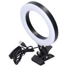 LED Ring Light With Clamp Holder, Dimmable USB Powered Video Conference Lighting Featuring 360 Degree Rotation And Vertical Adjustment Suitable For