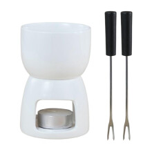 Chocolate Fondue Mug with 2 Forks, 150ml Ceramic Set for Cheese and Chocolate, Easy Clean Gift