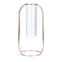 Vaso de flores moderno geométrico em metal, vaso hidropônico em formato de U, vaso decorativo cilíndrico de vidro para decoração de casa, sala
