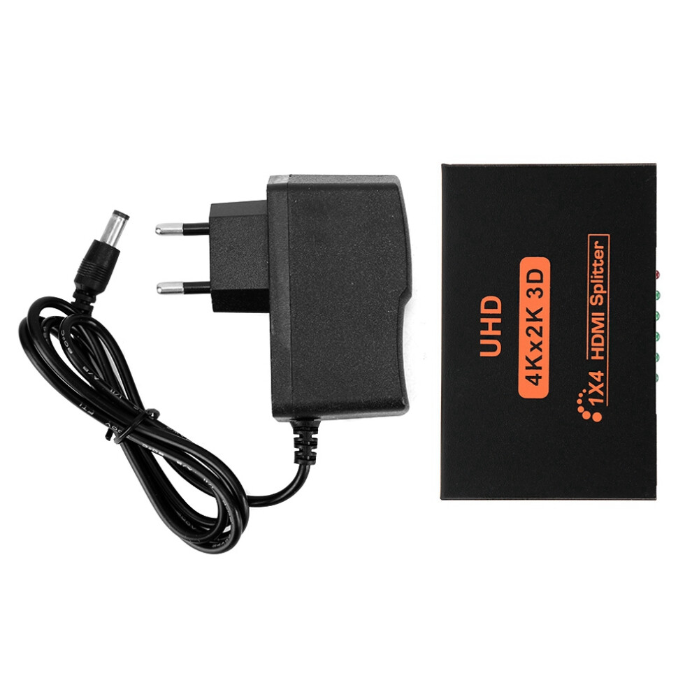 4K Resolution Hdmi Splitter For Home Theater, 1 Input 4 Outputs Mirror Screen Powered Hdmi Distributor Supports Full Hd 1080P 3D Resolutions And Hdcp 9138057884289