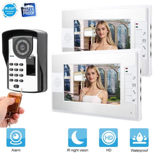 Sistema de interfone com vídeo, campainha de vídeo com fio para ambientes internos e externos, câmera infravermelha com tela LCD de 7 polegadas 2