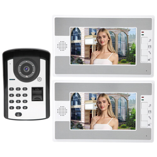 Sistema de interfone com vídeo, campainha de vídeo com fio para ambientes internos e externos, câmera infravermelha com tela LCD de 7 polegadas 1