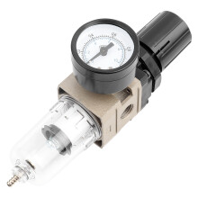 Regolatore del filtro dell'aria per sistemi pneumatici, filtro dell'aria compressa con scarico manuale e manometro, costruzione in lega di alluminio