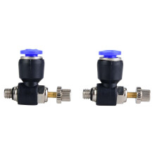 Hastighedsregulatorforbindelse med flowhastighedskontrolfunktion, trykbar pneumatisk fitting til kun luftsystemer, inline