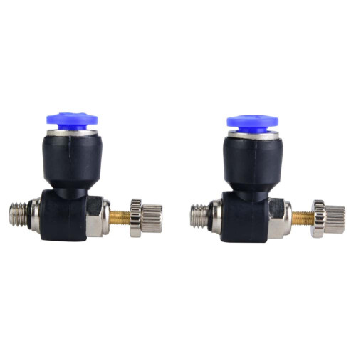 Hastighedsregulatorforbindelse med flowhastighedskontrolfunktion, trykbar pneumatisk fitting til kun luftsystemer, inline