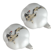 Chinese Calligraphy Water Dropper Set 2pcs HandPainted Plum Blossom Ceramic Ink Droplet for Brush Painting