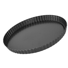12 Inch Non Stick Tart Pan with Removable Bottom, Carbon Steel Quiche Pan with Fluted Edge for Baking
