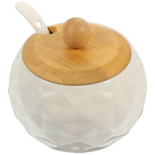 1 Set of Ceramic Condiment Jar Kitchen Spice Container Pepper Seasoning Box with Lid and Spoon