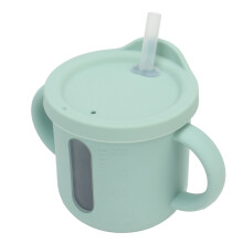 Biberon in silicone con doppio manico da 8 cm verde antigoccia