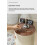 Round Bedside Table with Sliding Door, 4Tier MultiLayer Bedside Storage Cabinet, Beige 2