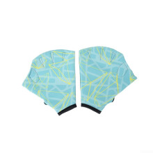 Swimming Webbed Gloves with NonSlip Grip, Foldable Nylon Hand Fins for Diving and Swim Training, Turquoise L