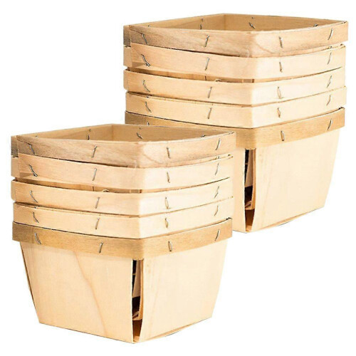 10pcs Bread Basket Wood Fruit Basket Kitchen Restaurant Storage Basket Berry Basket 2