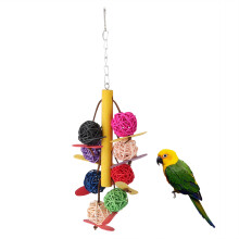 Bird Enrichment Swing Toy With Hook Resistance To Bite Colorful Eco-Friendly Straw Braid Interactive Play Edible Pigment Inspired Design For Small