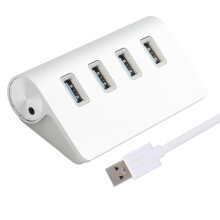 USB 3.0-hub met aluminium behuizing, snelle splitter, 4 poorten, ondersteunt plug-and-play, overspanningsbeveiliging, 5 Gbps gegevensoverdracht,