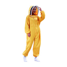 Beekeeping Suit Yellow L with Breathable Cotton and Detachable Hat for Beginners and Professionals