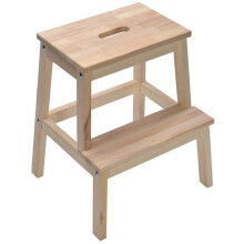 Wooden Folding Step Stool Chair, 2Tier Ladder Stool for Indoor Use, Compact Storage, Wood Color