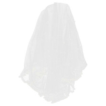 Beige Short Wedding Veil: Faux Pearl Bride Veil Headpiece Beaded Edge Bachelorette Party Accessories for Brides Women Costume