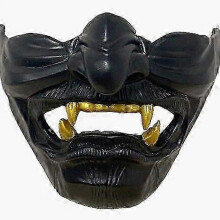 (Black 1)Tsushima Island Soul Mask Cospaly Half Face Mask Halloween Party Mask