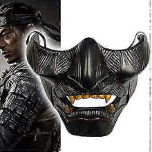 (Black 3)Tsushima Island Soul Mask Cospaly Half Face Mask Halloween Party Mask