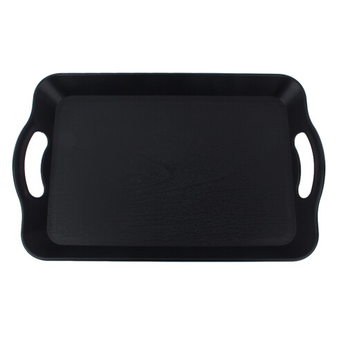 Bandeja retangular com alças, multifuncional, ideal para servir aperitivos, sobremesas e decoração de bolos. Design clássico, simples e
