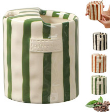 Caneca de cerâmica retrô listrada e pintada à mão, 300ml, ideal para café, presente de Natal e outras bebidas.