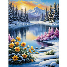 Winter Snowscapes Diamond Art Kit 5D Full Drill Round Gem Painting for Adults