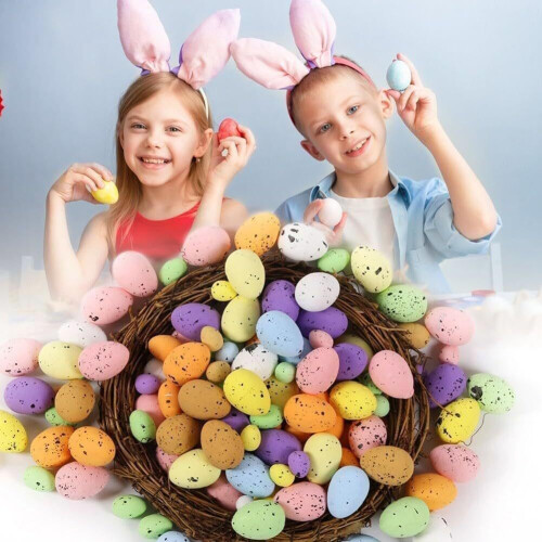50 Αφρώδη αυγά διακόσμησης Easter, πολύχρωμα για πάρτι και σπίτι 2