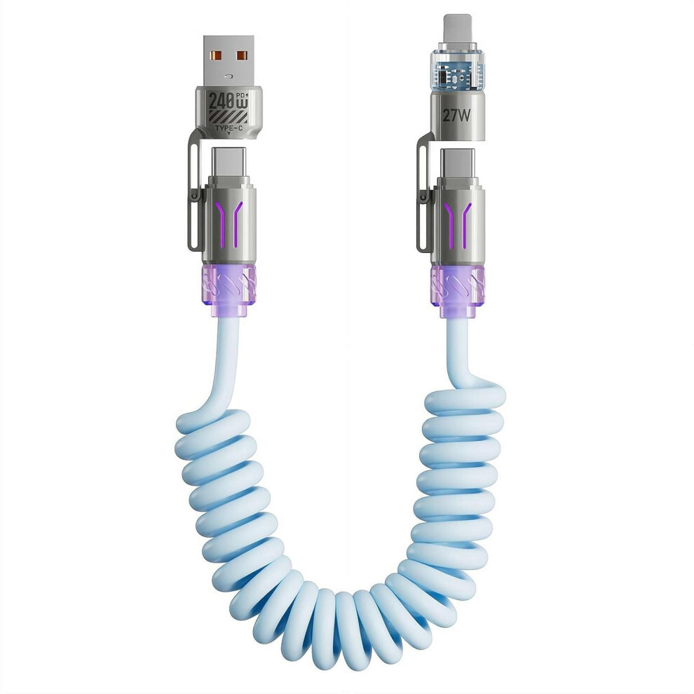 240W 4 In 1 Retractable Charging Cable 2 Meter Multi Port Fast Cord For Laptop 3233222879865