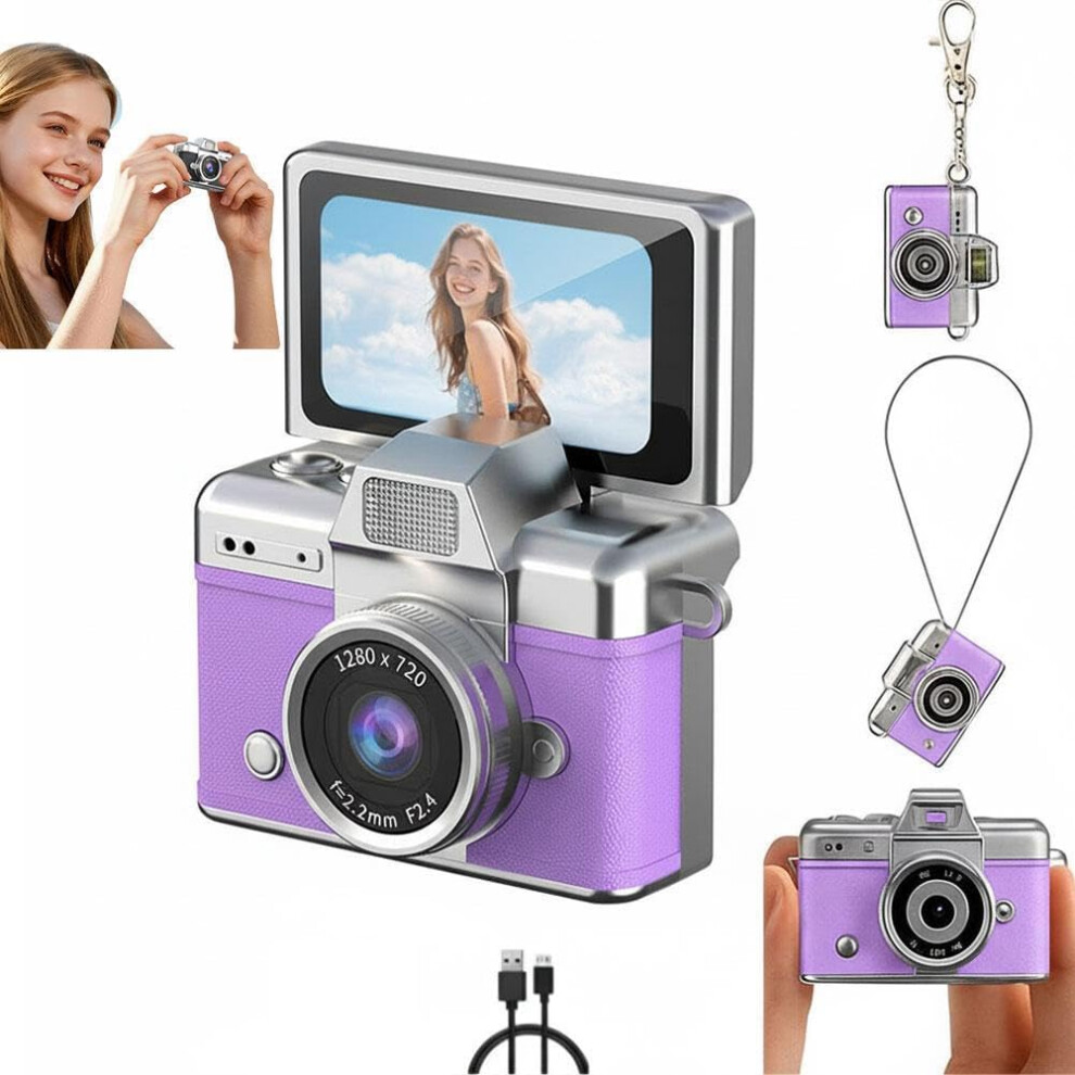 Mini Digital Camera 1.47 Inch Lcd 1080P Keychain Retro Flip Screen 64Gb Card 3233222881561
