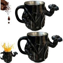 Caneca de café em formato de jaqueta de motociclista 3D, caneca de chá original, presente para pai e namorado.