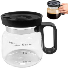 Caneca de vidro resistente ao calor de 473 ml (16 oz) em formato de bule, grande capacidade para bebidas quentes, ideal para presente.