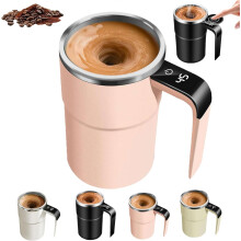 Caneca de café automática com mexedor magnético, recarregável, com visor de temperatura, 376 ml (12,85 oz)