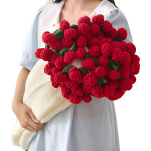 Crochet Rose Bouquet Blanket Finished Red Knitted Throw Romantic Valentine Gift